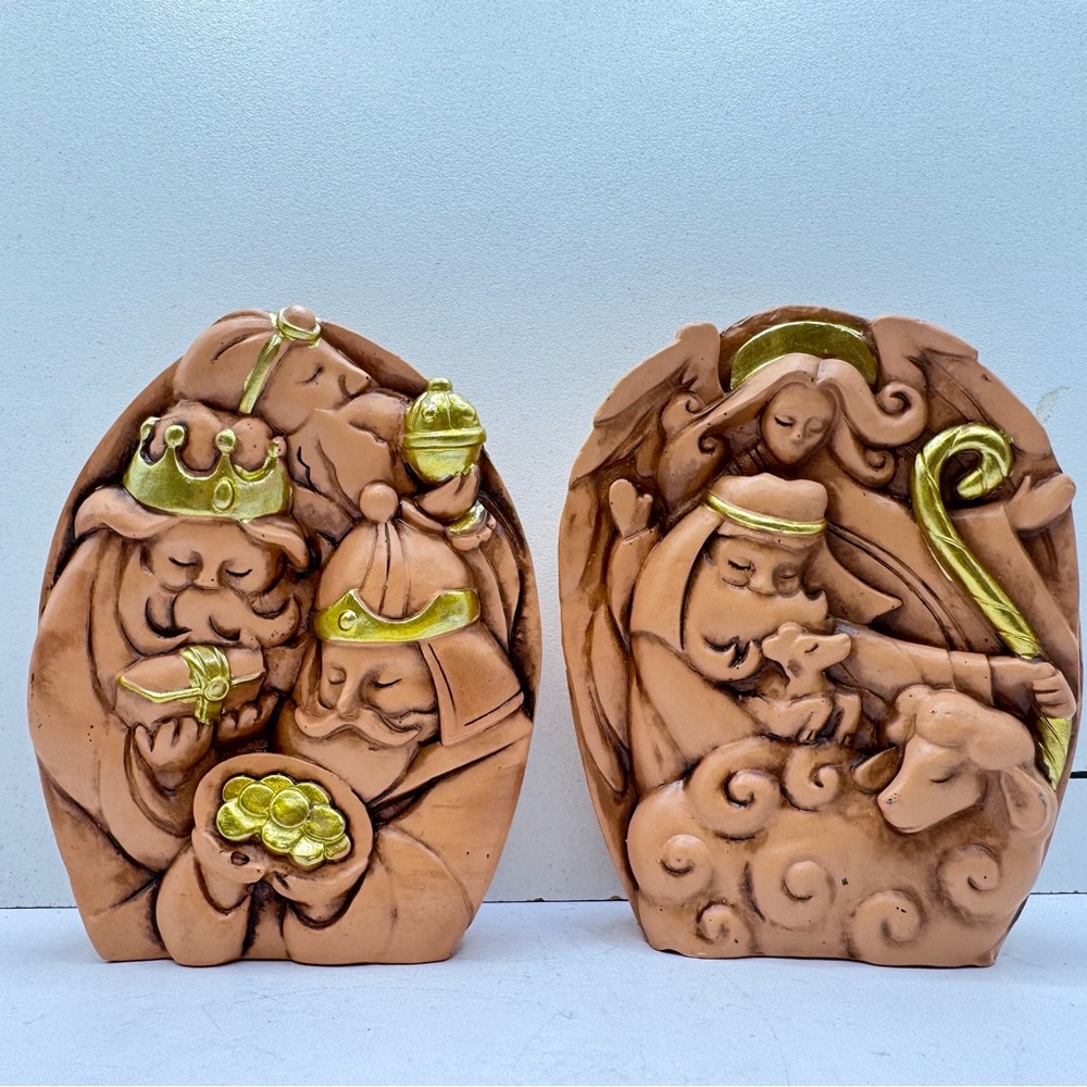 Handcrafted Nativity‎ Scene Figurines resin with bible verses on back